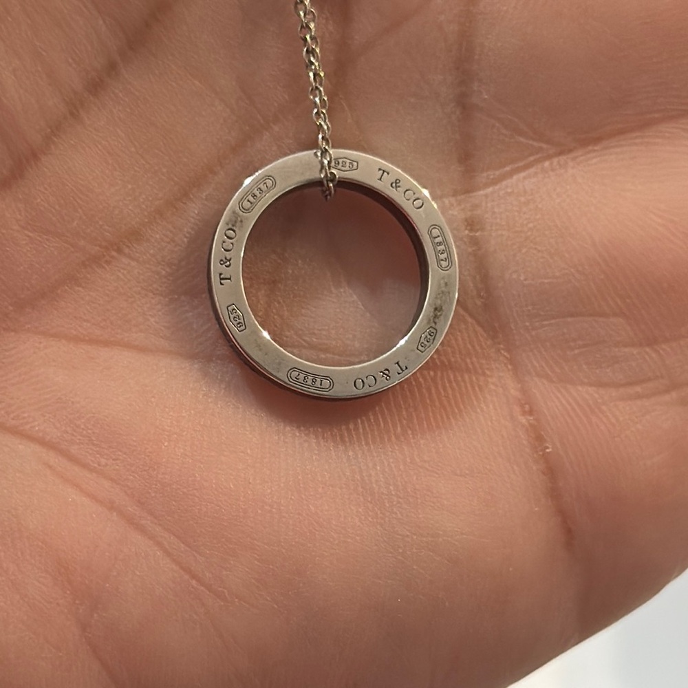 Tiffany & Co 925 Sterling Silver Circle Pendant Necklace